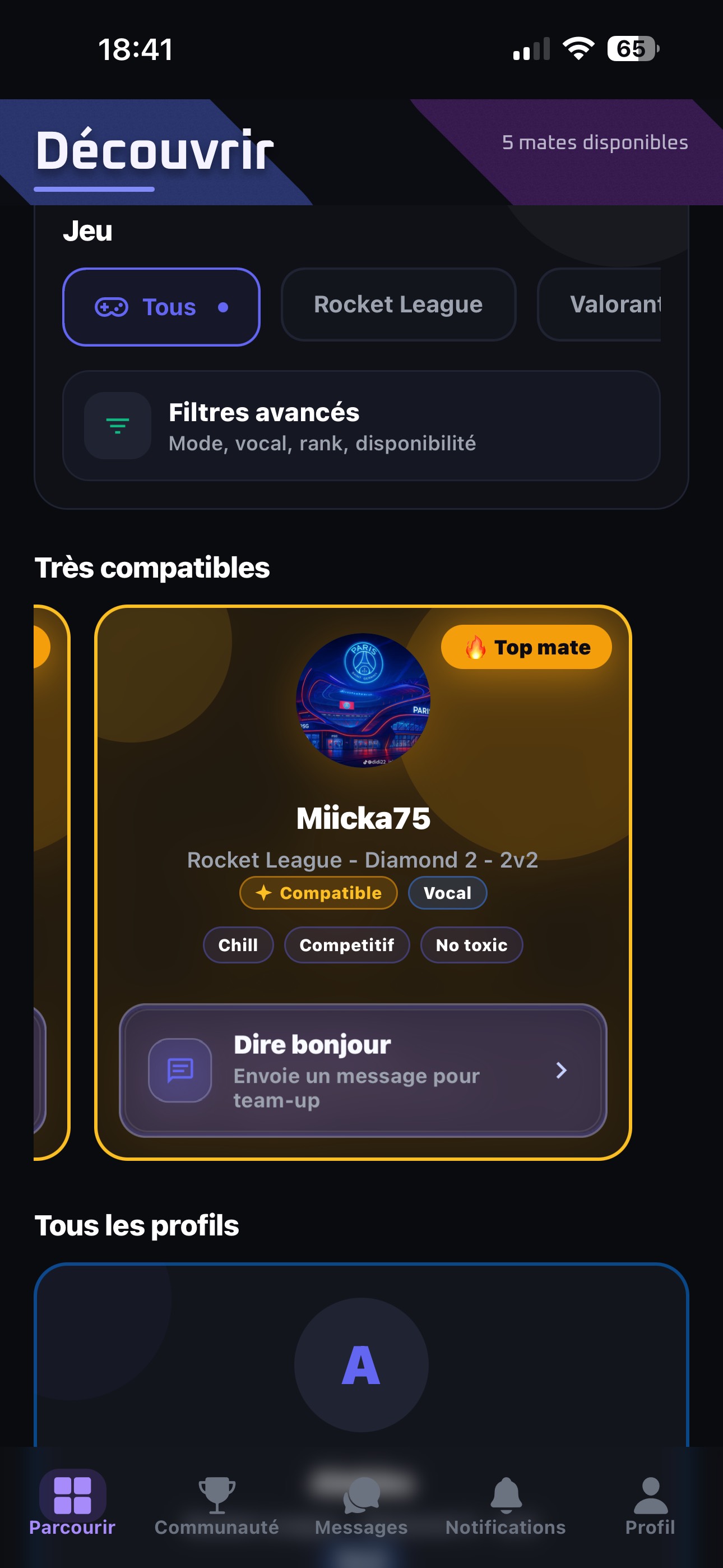 Découvrir des joueurs